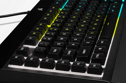 K55 RGB Pro Gaming Keyboard - Dynamic RGB Backlighting, Six Macro Keys with Elgato Stream Deck Integration, IP42 Dust and Spill Resistance, Detachable Palm Rest, Dedicated Media and Volume Controls, Black