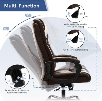 Elevate Your Workspace with the Executive High Back Adjustable Swivel Task Chair – Luxurious Black Leather Finish for Ultimate Comfort and Support