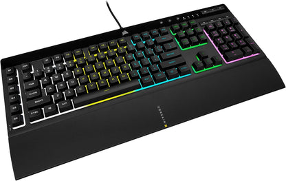 K55 RGB Pro Gaming Keyboard - Dynamic RGB Backlighting, Six Macro Keys with Elgato Stream Deck Integration, IP42 Dust and Spill Resistance, Detachable Palm Rest, Dedicated Media and Volume Controls, Black