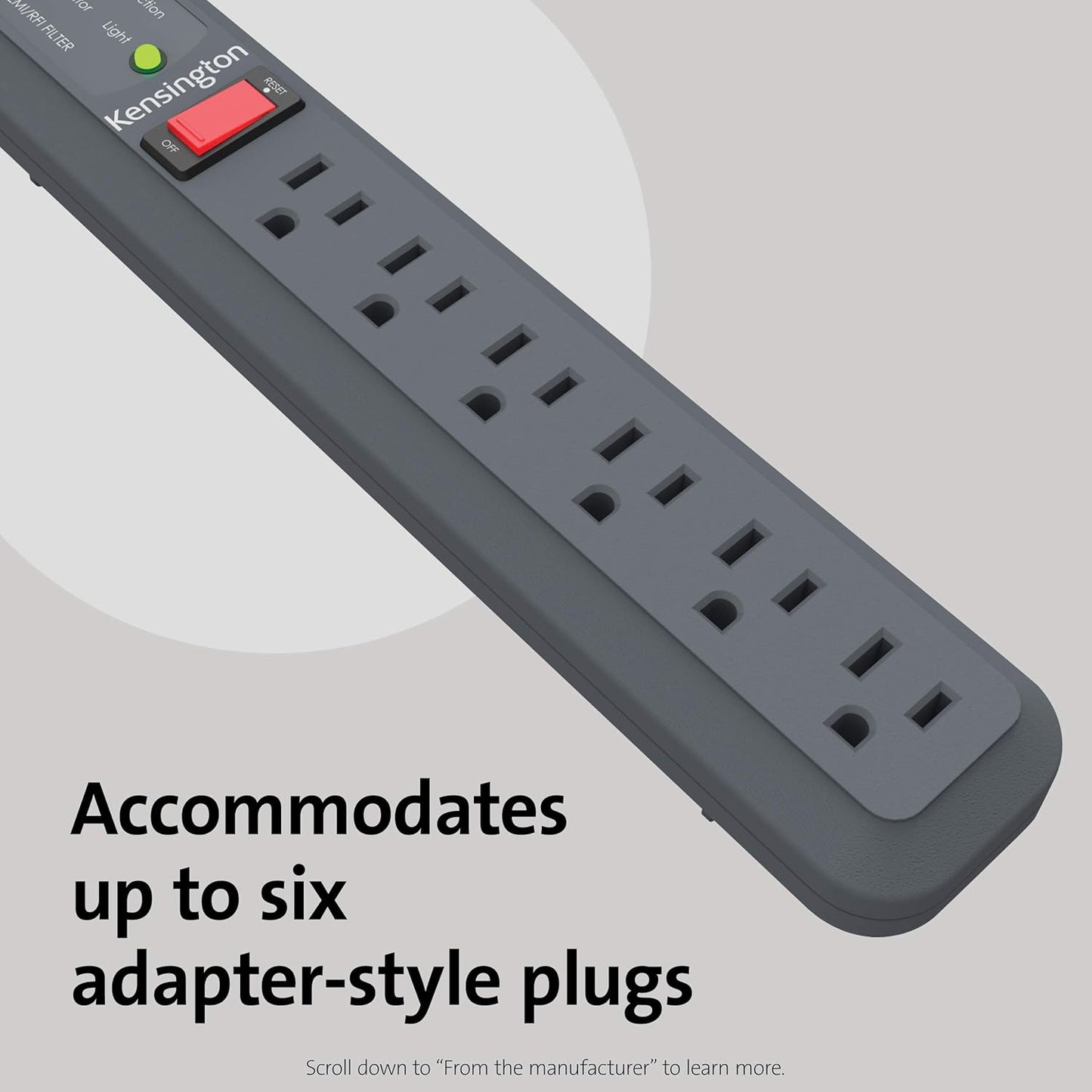 Kensington Guardian 6-Outlet Surge Protector with 15-Foot Cord - 540 Joules of Reliable Protection for Your Electronics