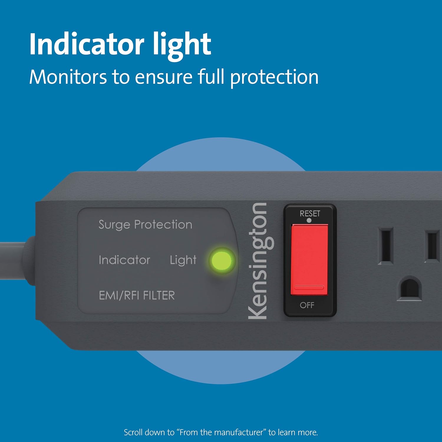 Kensington Guardian 6-Outlet Surge Protector with 15-Foot Cord - 540 Joules of Reliable Protection for Your Electronics