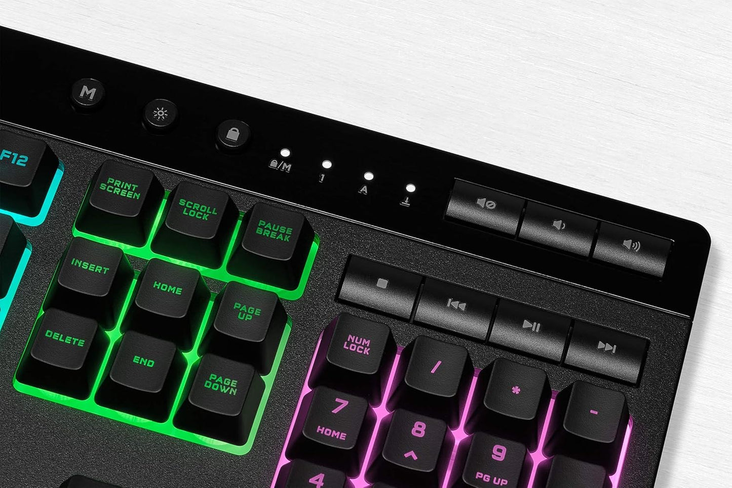 K55 RGB Pro Gaming Keyboard - Dynamic RGB Backlighting, Six Macro Keys with Elgato Stream Deck Integration, IP42 Dust and Spill Resistance, Detachable Palm Rest, Dedicated Media and Volume Controls, Black