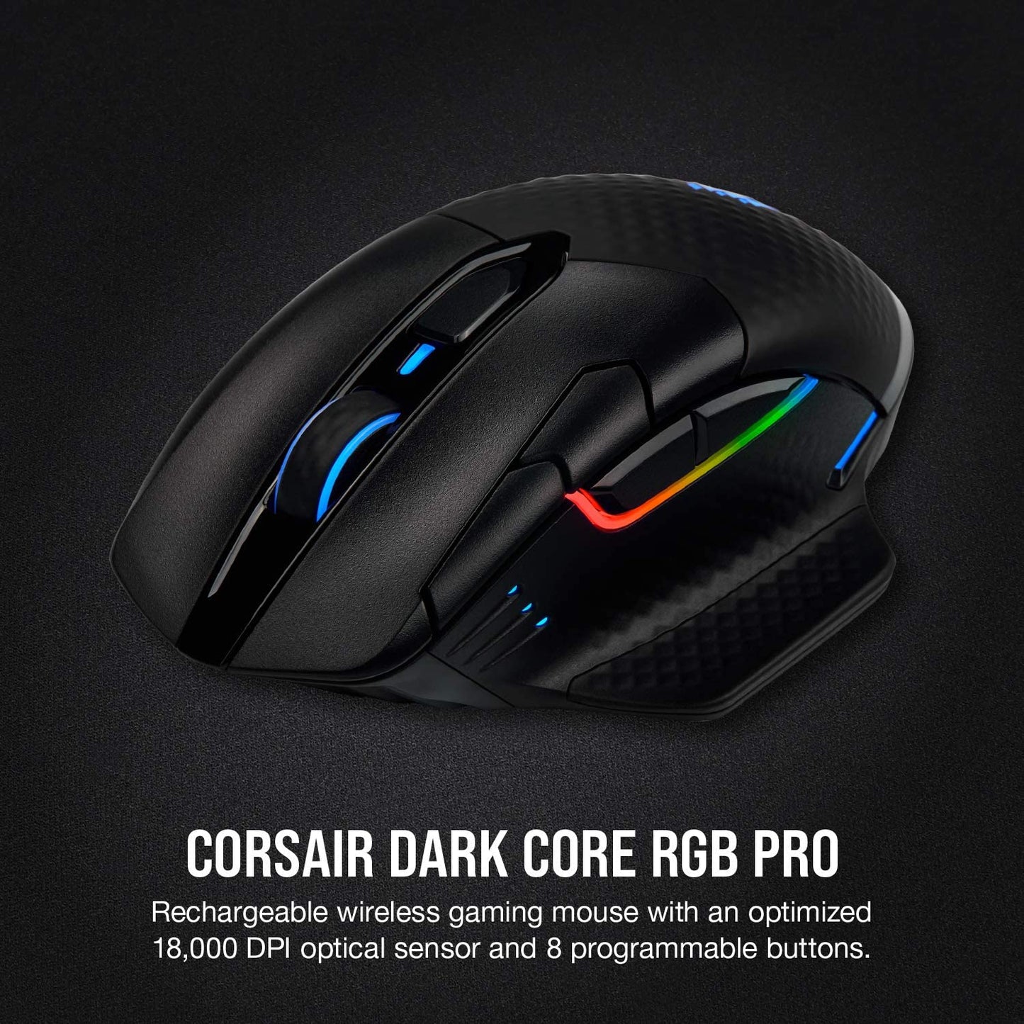 Unleash Your Gaming Potential with the Dark Core RGB Pro Wireless Gaming Mouse - Optical Precision, 18,000 DPI, and Stunning RGB Backlighting in Sleek Black