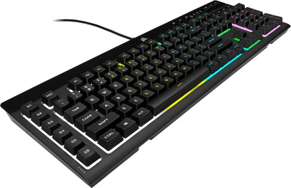 K55 RGB Pro Gaming Keyboard - Dynamic RGB Backlighting, Six Macro Keys with Elgato Stream Deck Integration, IP42 Dust and Spill Resistance, Detachable Palm Rest, Dedicated Media and Volume Controls, Black