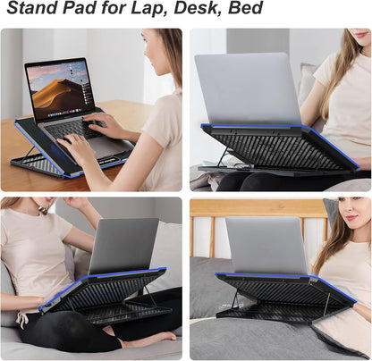 Laptop Cooling Pad with 6 Fans, Adjustable Height Notebook Cooler for 15-17 Inch Laptops, Ideal for Desk and Lap Use